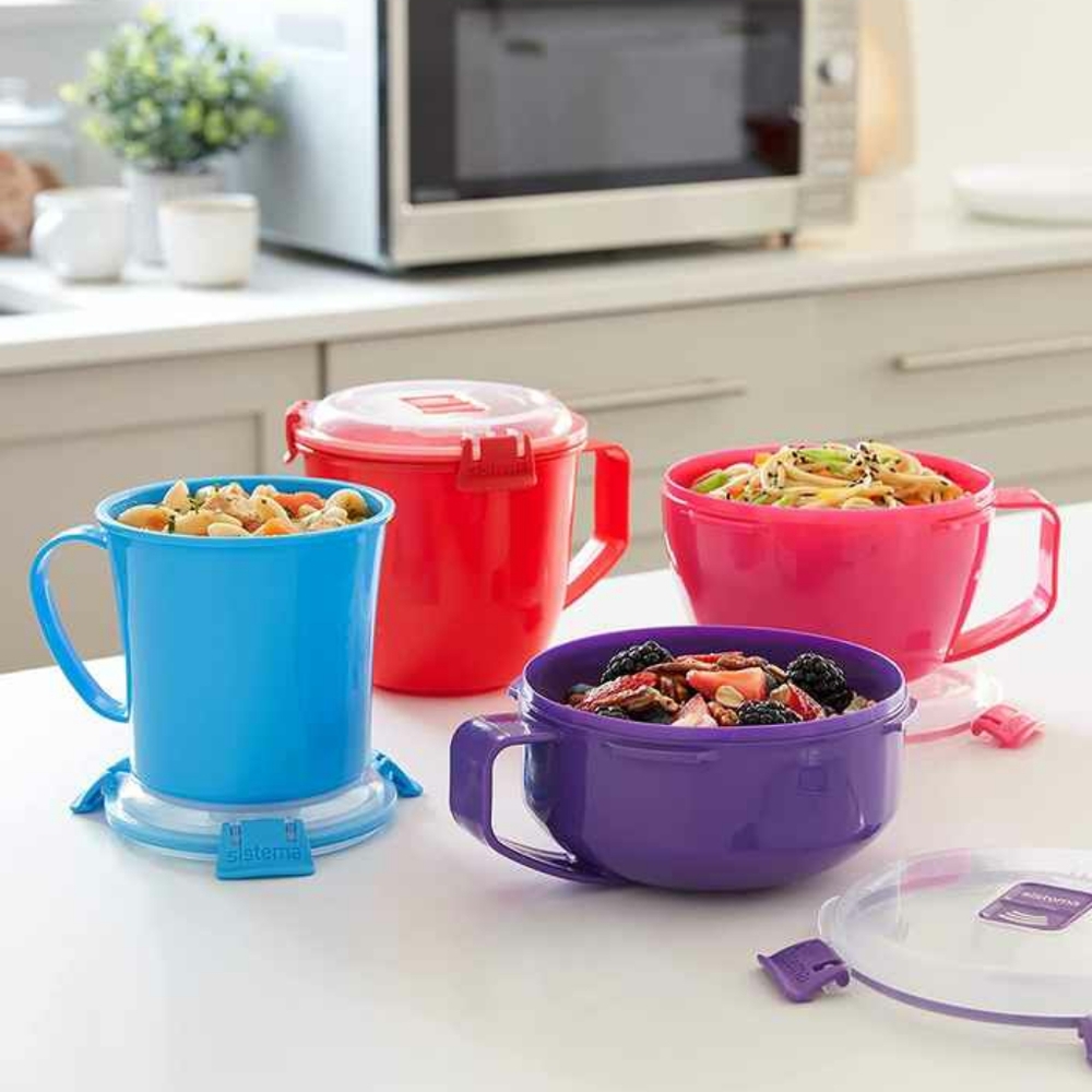 Sistema Set of 6 Klip It Mug & Bowl Set Red